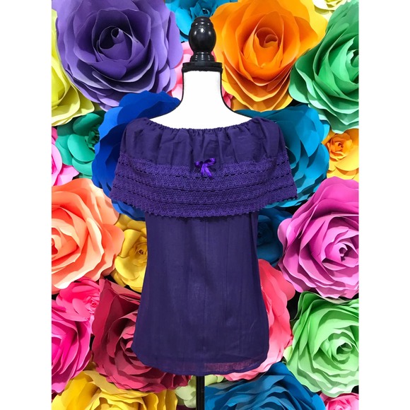 Mexican Blouse Only handmade and embroidered white flowers coco theme party - Picture 4 of 4